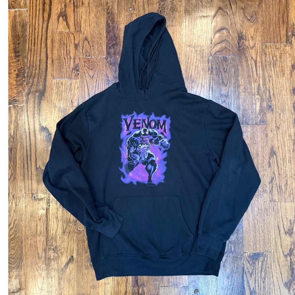 Marvel Venom Graphic Hoodie Black Purple Pink Anti-Hero Pullover Sweatshirt Mens